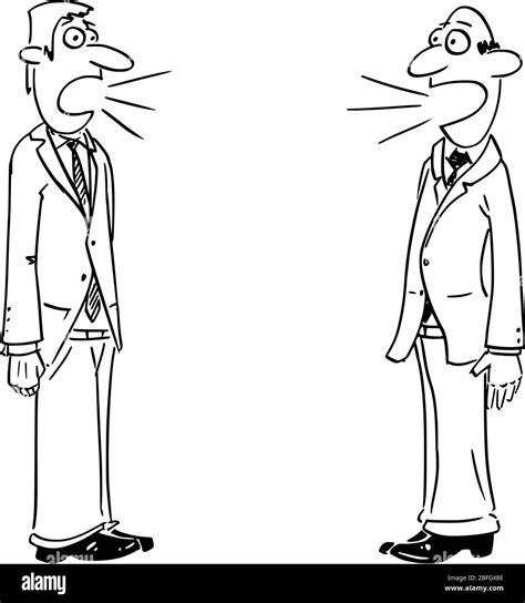Vector funny comic cartoon drawing of two businessmen or men talking ...