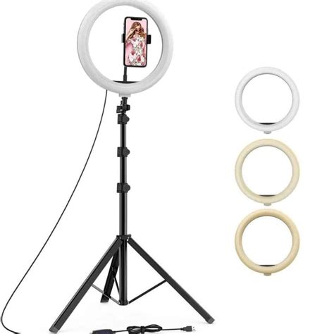 Ring Light with Stand and Phone Holder, 12 inch Adjustable Circle Light with Extendable Tripod ...