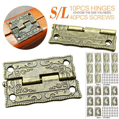 10pcs Vintage Antique Brass Hinges Screw Wooden Furniture Jewelry Gift Box Decor | Wish