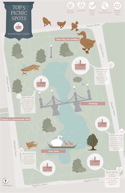 Illustrated Map - Picnic spots of Boston Public Gardens :: Behance