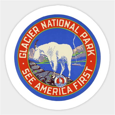 Vintage Glacier National Park Logo - Glacier National Park - Sticker | TeePublic