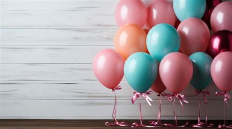 Premium Photo | Balloons On White Wooden Background Background HD ...