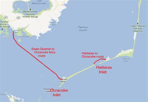 Ocracoke Ferry Route Map