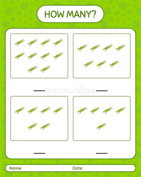 How Many Counting Game with Green Bean. Worksheet for Preschool Kids ...