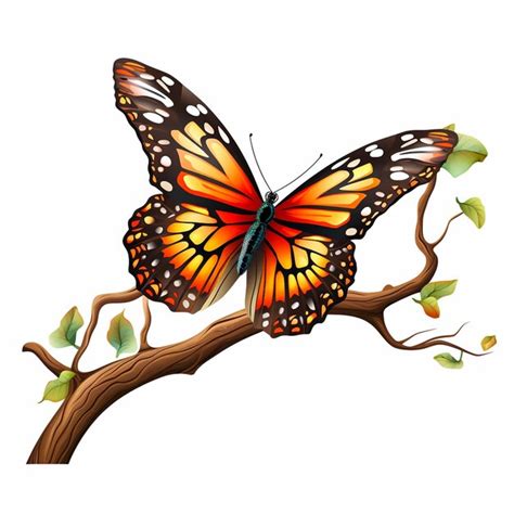 Premium AI Image | A colorful butterfly on branches a symbol of hope and transformation