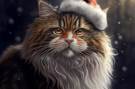 Premium Photo | Cute cat with santa claus hat