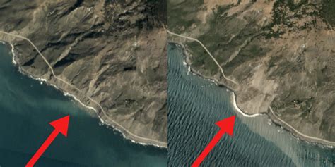 Satellite images show Big Sur Highway 1 before and after mudslide - Business Insider