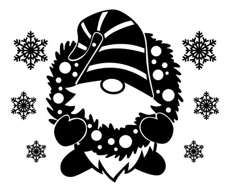 Gnome silhouette christmas decor. clip art ornament vector illustration ...