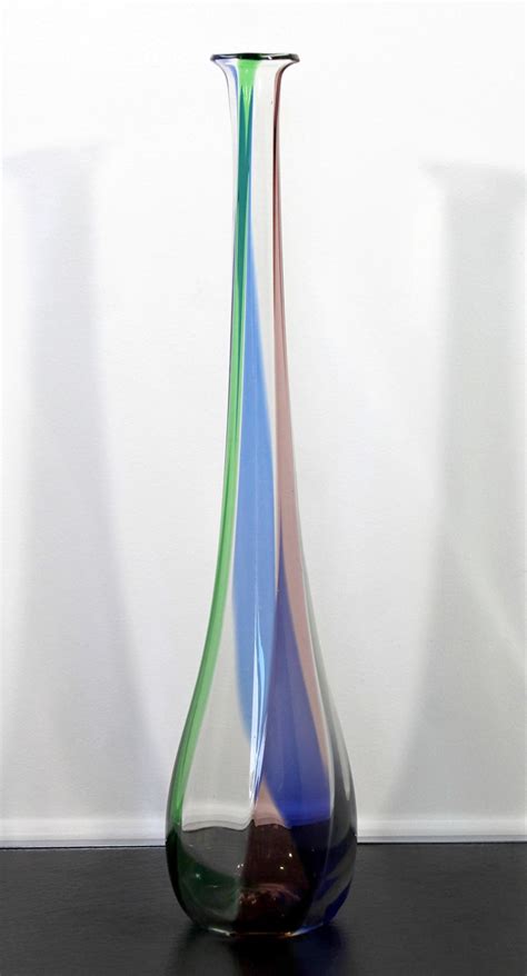 Mid-Century Modern Tall Tri Colored Murano Glass Art Vase 1970s Italy ...