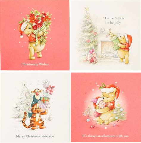 UK Greetings Disney Winnie the Pooh Multipack of 16 Christmas Cards for Him/Her/Friend - 4 ...