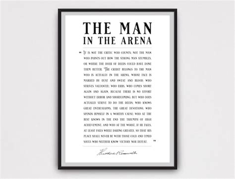 The Man in the Arena Poster Inspirational Theodore Roosevelt | Etsy