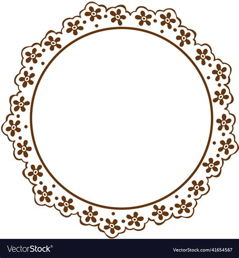 Simple ornate round frame floral design Royalty Free Vector