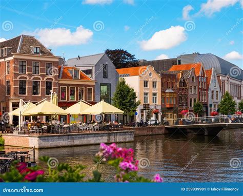 Streets and Canals of Leiden Town, Netherlands Stock Image - Image of ...