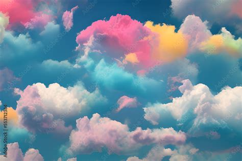 Pastel Cloud Background, cotton candy clouds, Rainbow Cloud Background ...