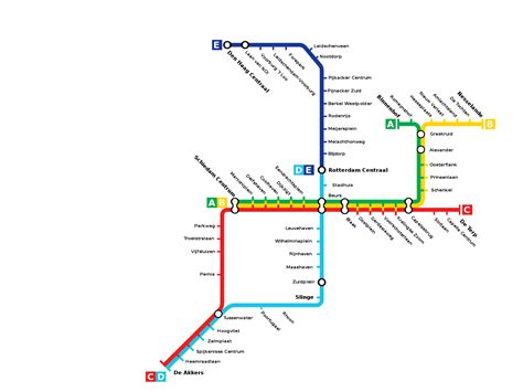 Rotterdam metro map, Netherlands
