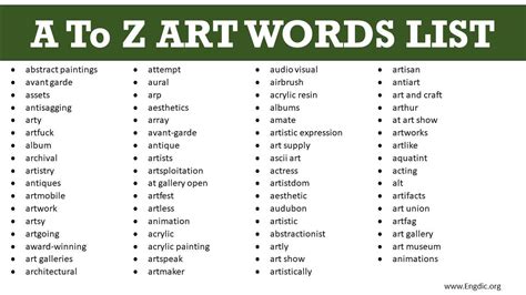 A To Z Art Words List, Art Vocabulary Words - EngDic