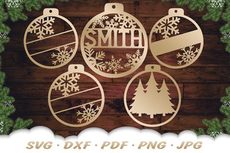 Classic Christmas Ornament Svg Bundle 6 Tree Ornaments Svg Dxf Cut Files Christmas Laser Cut ...