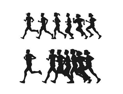 Running Silhouette 5K run Clip art - Vector black running people ...