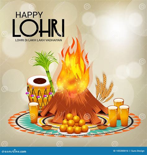 Happy Lohri Festival Celebration. Stock Illustration - Illustration of ...