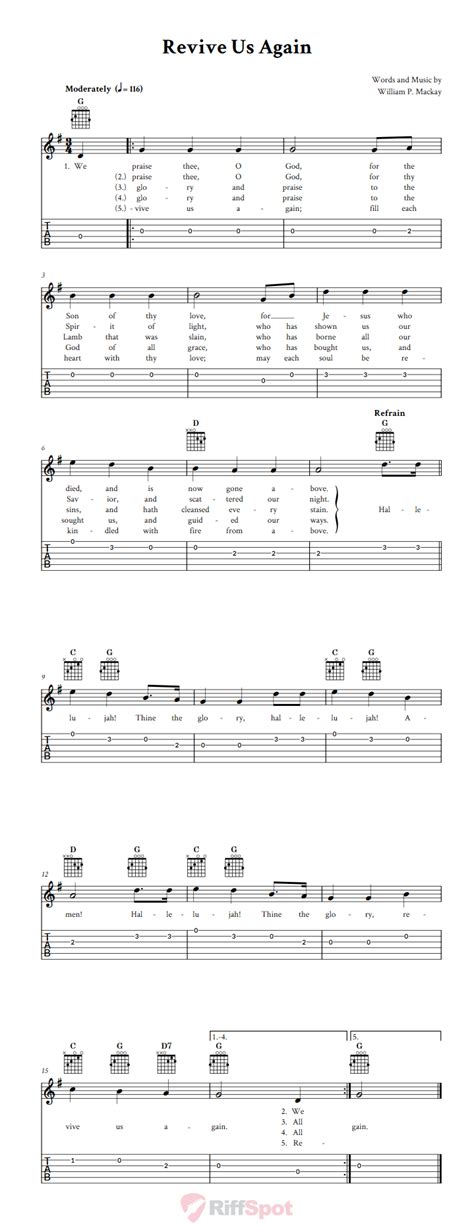 Revive Us Again - Easy Guitar Sheet Music and Tab with Chords and Lyrics