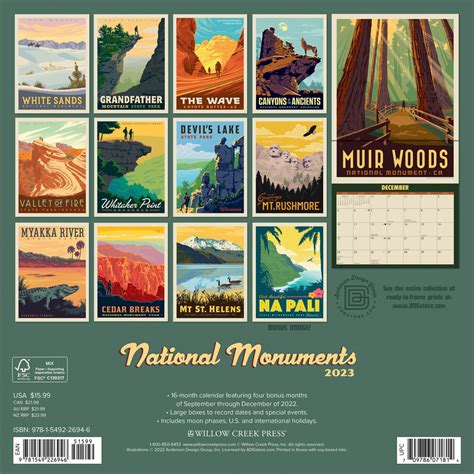 National Monuments - 2023 Wall Calendar by Anderson Design Group ...