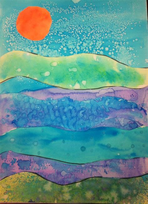 Angela Anderson Art Blog: Watercolor Technique Landscapes - Kids Art Class