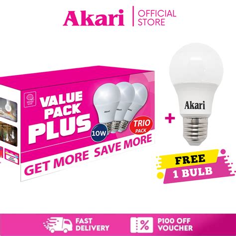 Akari 10 Watts LED Bulb Value Pack - Daylight (APLED3-10DL-VP2) TRIO PACK + FREE BULB | Lazada PH