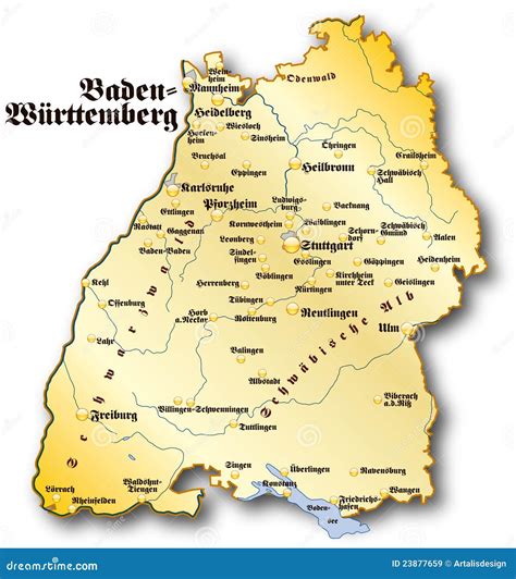 Map of Baden-Wuerttemberg stock illustration. Illustration of state - 23877659