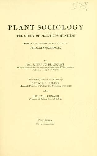 Plant sociology by J. Braun-Blanquet | Open Library