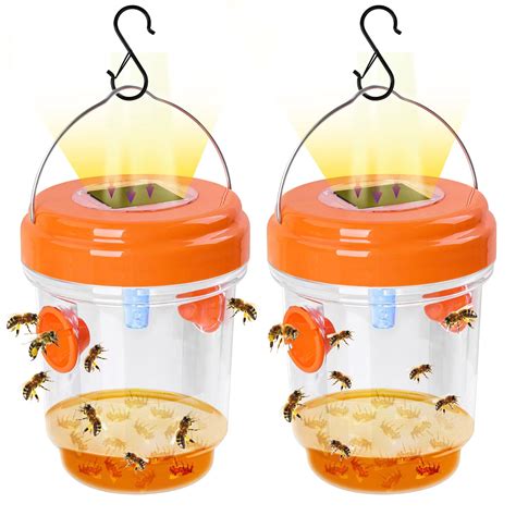 Wasp Trap, ASpace 2 Pack Wasp Traps Outdoor Hanging, Solar Reusable ...