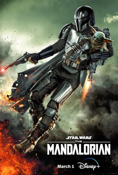 THE MANDALORIAN Blasts Back Into Action With Grogu At His Side On Fiery New Season 3 Poster