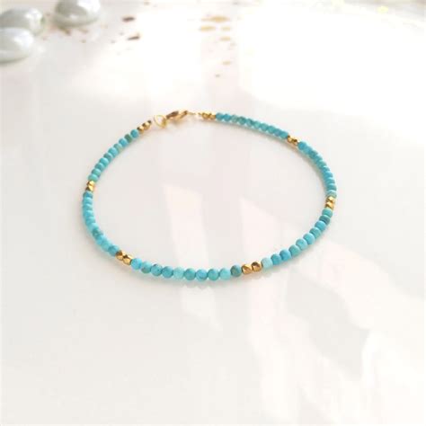 Gold filled turquoise stacking bracelet - NicteShop