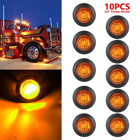 TSV 3/4" Amber Side LED Marker Light for Car Boat Truck Trailer, Waterproof Boat Interior and ...