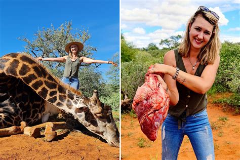 Trophy hunter slammed for posing with bloody HEART from giraffe hubby ...