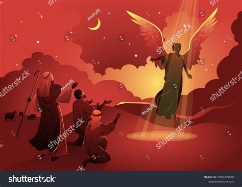 Angel Announced Birth Jesus Shepherds Biblical Stock Vector (Royalty ...