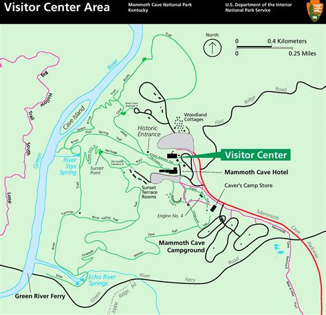 Mammoth Cave visitor center area tourist map - Ontheworldmap.com