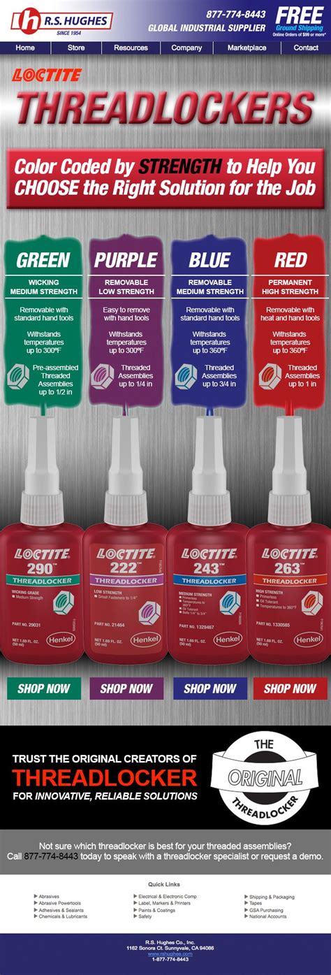 Loctite Threadlockers - Color Coded by Strength to Help You Choose the Right Solution for the ...