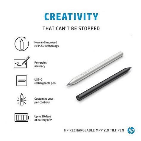 Buy HP Rechargeable MPP 2.0 Tilt Pen for HP Devices Supporting Windows ...