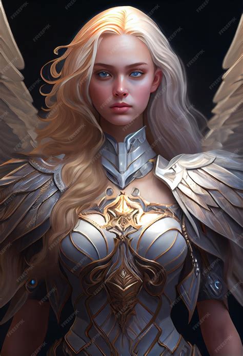 Premium Photo | White female angel warrior