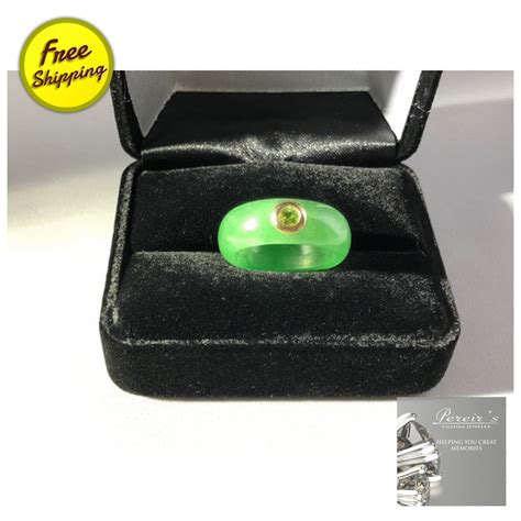 Jade & Gemstone in 14k Yellow Gold Band Ring #JadeRing #HandMadeJadeRing #JadeCrystalStone # ...