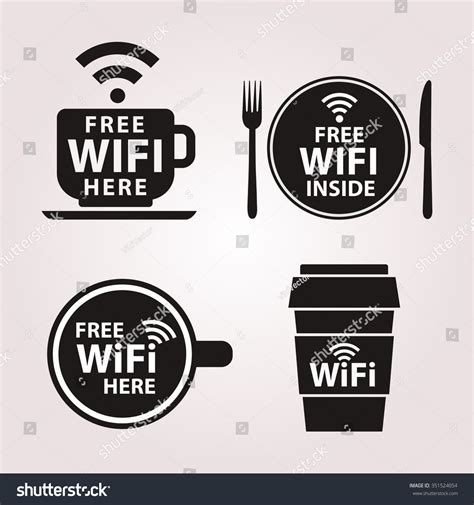 Wifi Zone Sticker. Free Wifi Signal Vector Signs. Wifi Hotspot Set Of Emblems. Symbols Free ...