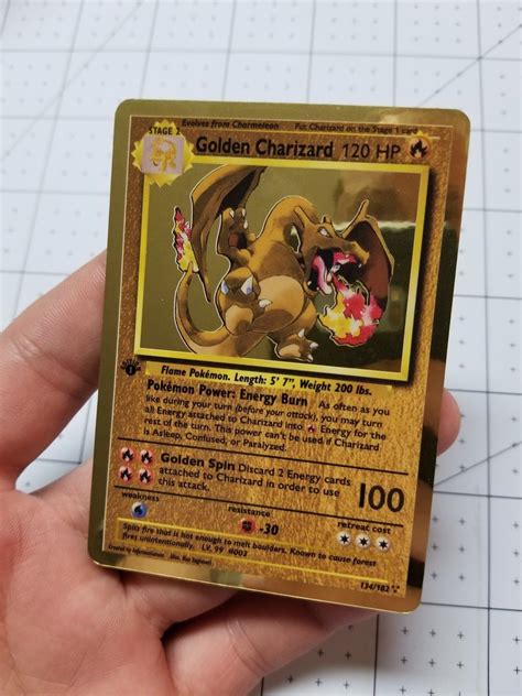 Charizard EX GOLD Metal CUSTOM Textured Pokemon Card # Pokémon Trading Card Game Pokémon ...