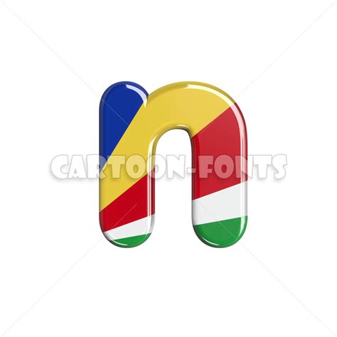 seychellois flag character N | 3d Minuscule font against white background