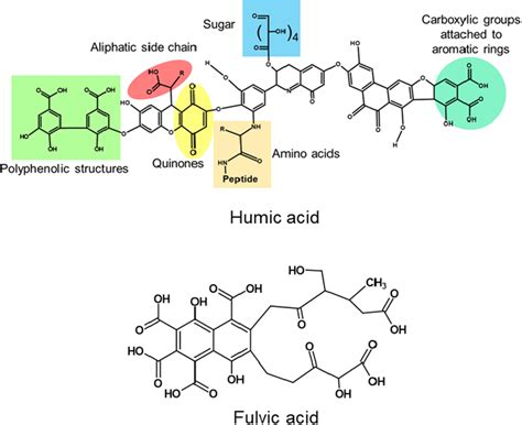 Chemical structures of Humic acid (HA) and fulvic acid (FA); adapted... | Download Scientific ...