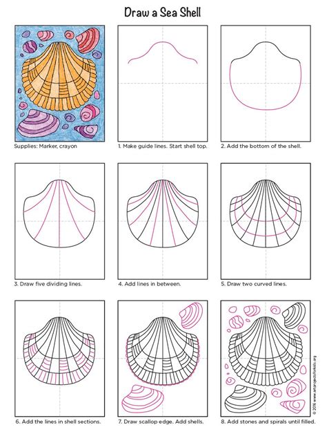 Easy How to Draw a Sea Shell Tutorial and Sea Shell Coloring Page | Art ...