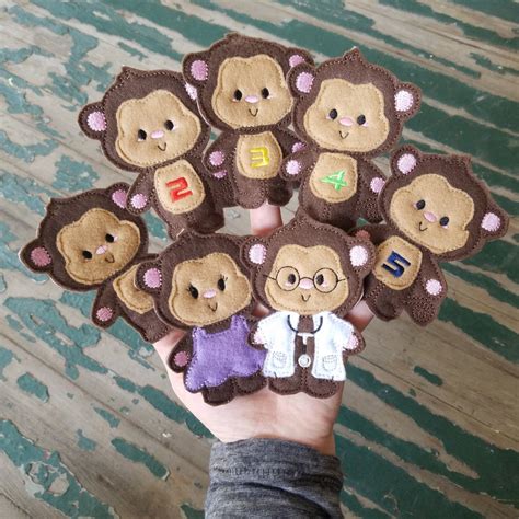 5 Little Monkeys Finger Puppets Monkeys Felt Play Set Sold - Etsy