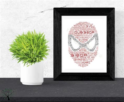 Spiderman Shaped Personalised Word Art | Etsy