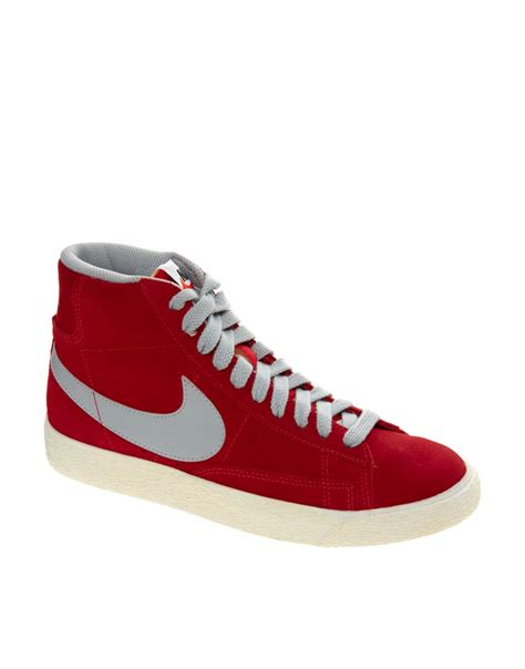 Nike Blazer Mid Red High Top Trainers in Red | Lyst