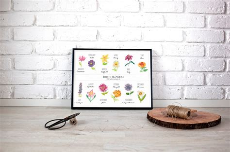 Watercolor Birth Flowers Digital Download, Monthly Flowers, Birth ...