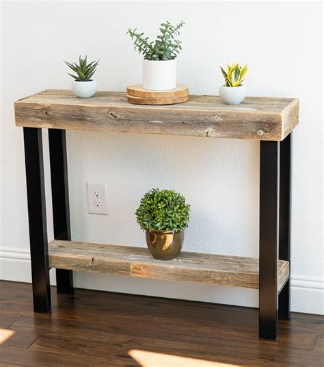 Roland Small Living Room Console Table, Reclaimed Wood w/ Black Industrial Metal Legs - Walmart ...